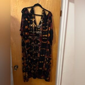 Carauccii Elegant Black and Brown Tie-Dye Dress O/S